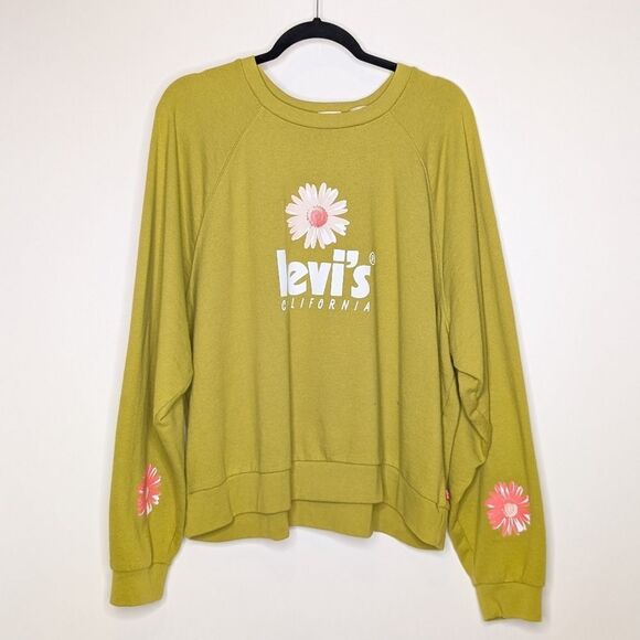 Levi's California Green Floral Pullover Crewneck Sweatshirt - Picture 1 of 4